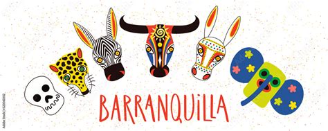 Hand Drawn Vector Illustration With Traditional Colombian Masks Bull