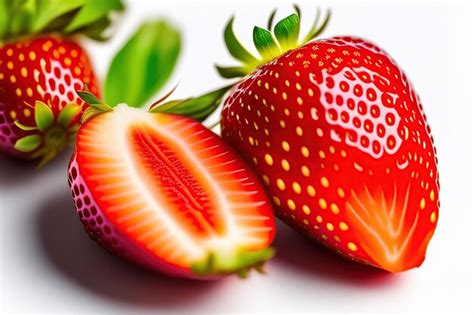 Premium Photo Close Up Of Fresh Strawberry Isolated On White Background