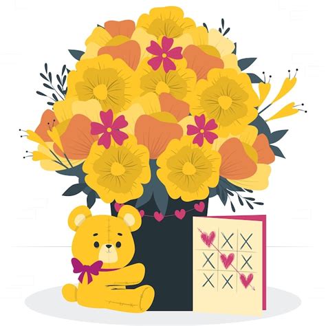 Premium Vector Flower Bouquet Teddy Bear