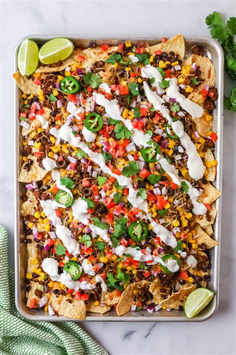 Sheet Pan Nachos Loaded With Toppings Easy Oven Baked Recipe