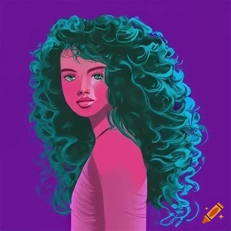 Colorful Icon Of A Girl With Long Curly Hair For Github