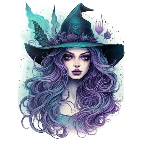 Premium Ai Image Beautiful Purple Witch Clipart Illustration