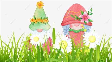 Spring Gnome Meadow Cartoon Spring Gnome Grass Png Transparent