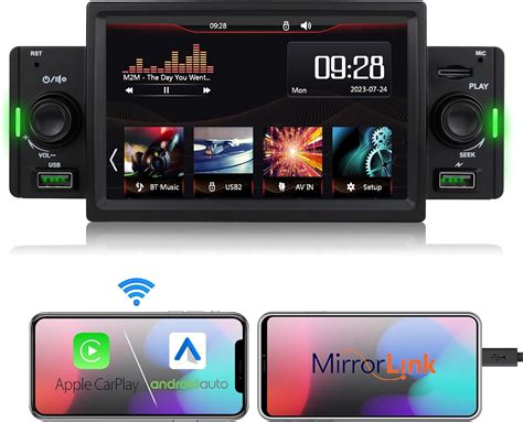 Hizpo Inch Single Din Car Stereo Wireless Apple Carplay Android Auto