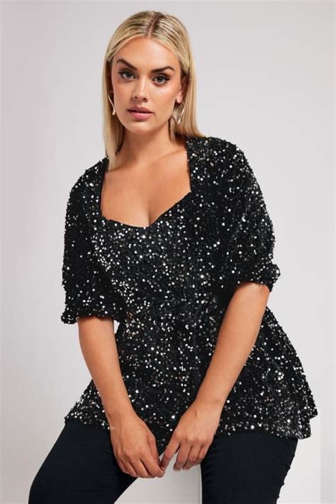 Plus Size Sequin Tops Sparkly Tops Yours Clothing