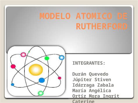 PPTX MODELO ATOMICO DE RUTHERFORD INTEGRANTES Durán Quevedo Júpiter