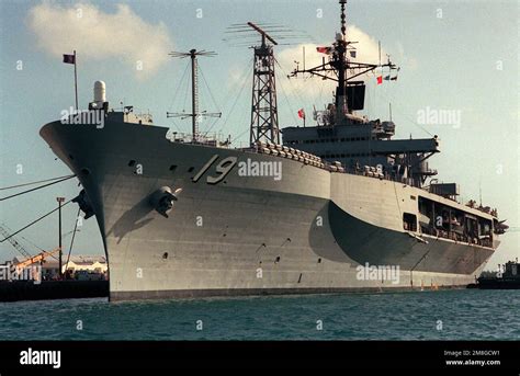 A Port Bow View Of The Amphibious Command Ship Uss Blue Ridge Lcc