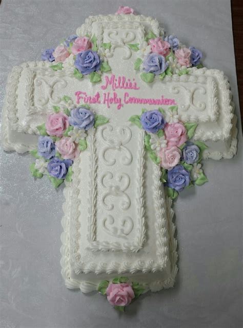 First Holy Communion Cross Shaped Cake Beautiful Baptism Cross Cake