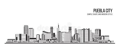 Puebla City Skyline Puebla Mexico Vector Linear Stock Vector