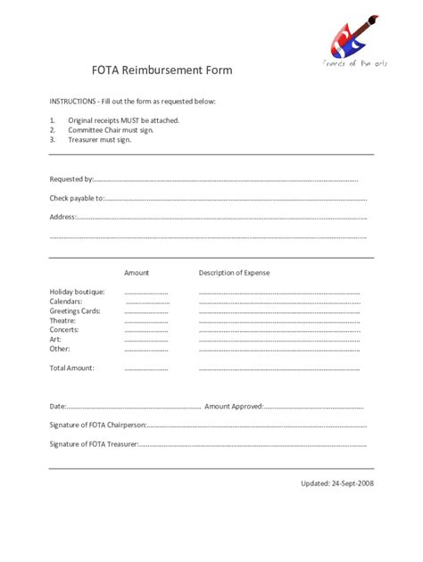 Fillable Online FOTA Reimbursement Form Fax Email Print PdfFiller