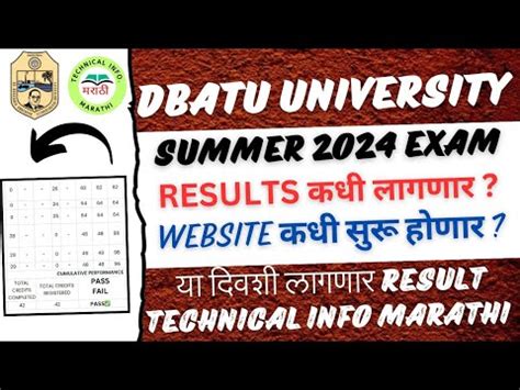 DBATU University Exam Result 2024 Dates Dbatu University Latest Update