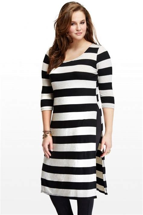 Plus Size Stripe Top With Side Slit Fashion To Figure Plus Size