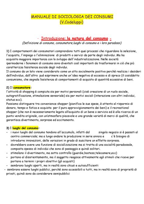 Manuale Di Sociologia Dei Consumi Riassunto Manuale Di Sociologia Dei