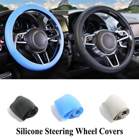 Universal Silicone Car Steering Wheel Covers 37cm Stretchy Leather