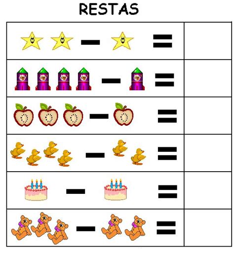 Actividades De Restas Para Niños De Preescolar Imagui