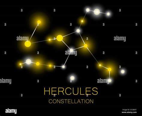 Hercules Constellation Bright Yellow Stars In The Night Sky A Cluster