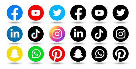 Popular Social Media Network Icon Logo In Black And White And Color