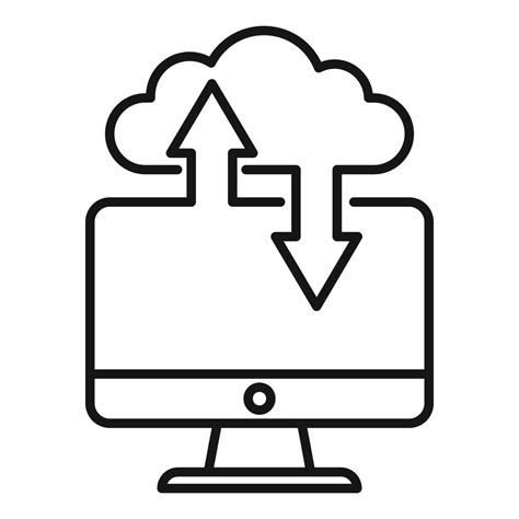 Remote Pc Data Cloud Icon Outline Style Vector Art At Vecteezy