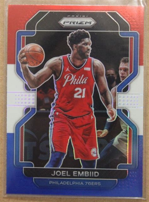 2021 22 Panini Prizm Red White Blue Prizm 176 Joel Embiid For Sale