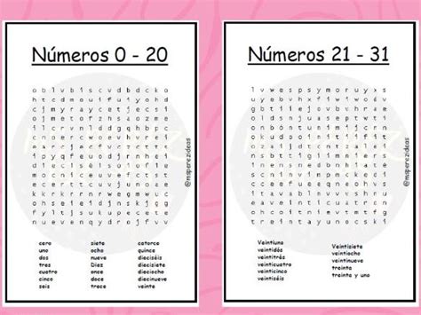 Sopa De Letras Números 0 20 21 31 Word Search Numbers 0 20 21 31 Teaching Resources