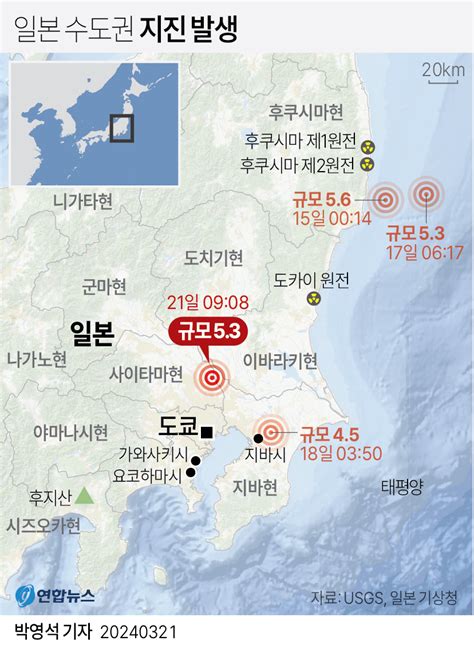 그래픽 일본 수도권 지진 발생 연합뉴스