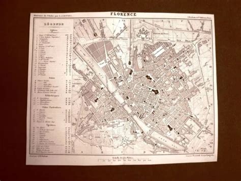 RARISSIMA E DETTAGLIATA carta o cartina topografica del 1863 La città