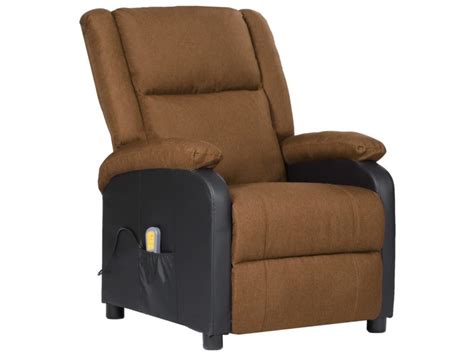 Vidaxl Fauteuil De Massage Inclinable Taupe Similicuir Et Tissu Conforama