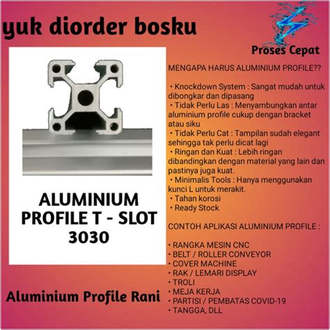 Jual Aluminium Profile T Slot 3030 P 6 Meter Kab Bekasi Aluminium Profile Rani Tokopedia