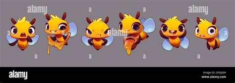 Cute Bee Emotion Expression Mascot Vector Cartoon Isolated Happy And