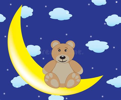 Teddy Bear On The Moon Stock Vector Illustration Of Congratulation