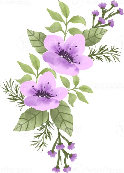 Elegant Purple Watercolor Flower Arrangement 14179851 Png