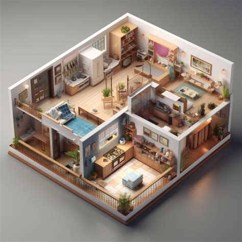 Premium AI Image | A cut out of a house with a couch and a table with a ...