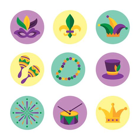 Mardi Gras Carnival Icon Set 4552961 Vector Art at Vecteezy