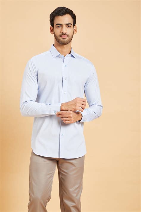 Buy Blue Oxford Skii Slim Collar Shirt For Men By Hilo Design Online At