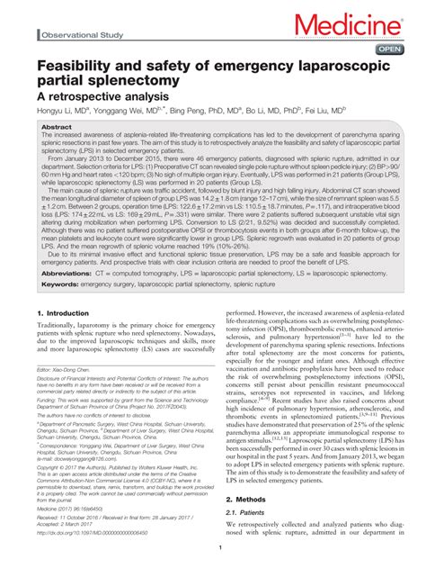 PDF Feasibility And Safety Of Emergency Laparoscopic Partial