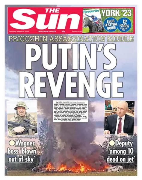 Newspaper Headlines Putins Revenge And Prigozhins Death No Surprise