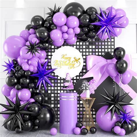 Kit De Arco De Guirnalda De Globos Negros Y Morados Morado Oscuro