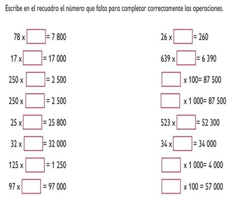 Escribe En El Recuadro El N Mero Que Falta Para Completar Correctamente