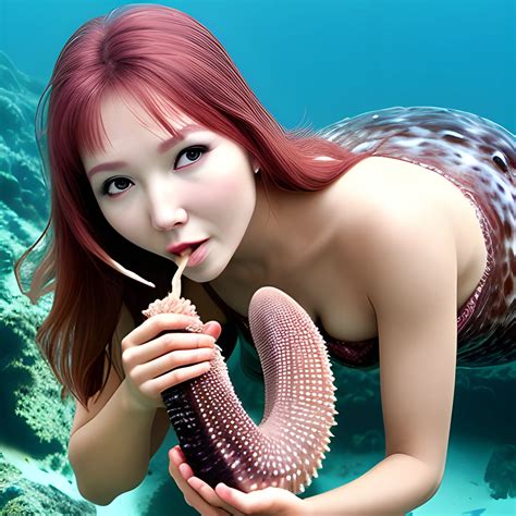 Beautiful Lady Eating Sea Cucumber Arthub Ai