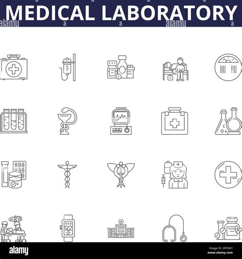 Medical Laboratory Line Vector Icons And Signs Laboratory Diagnostics Testing Pathology