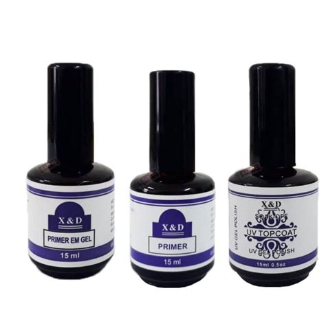 Kit Top Coat E Primer Gel Xd Selante Finalizador Base Unhas Submarino