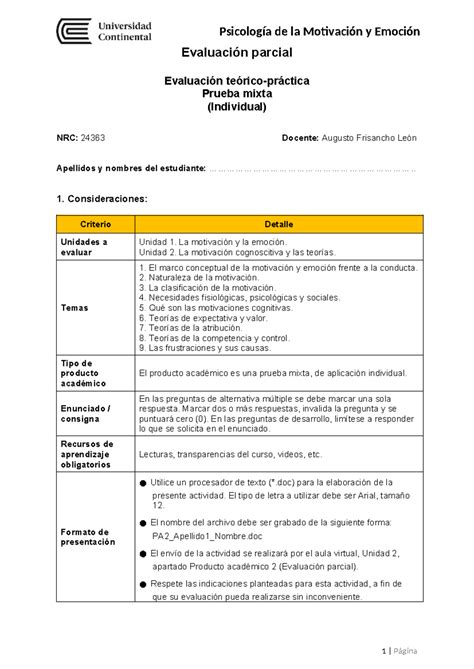 Evaluación Parcial Evaluación Parcial Evaluación Teórico Práctica