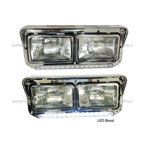 Headlight With Bezel And 12 Clear White LED Light Strip Chrome LH