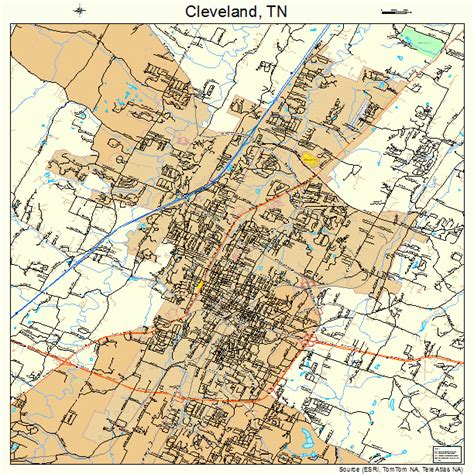 Cleveland Tennessee STREET & ROAD MAP TN atlas poster p | eBay