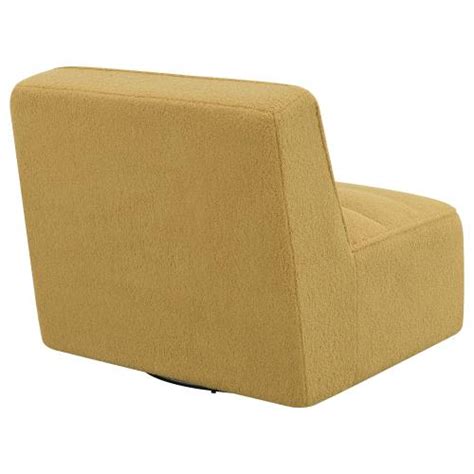 Cobie Upholstered Armless Swivel Chair Mustard Coaster Fin