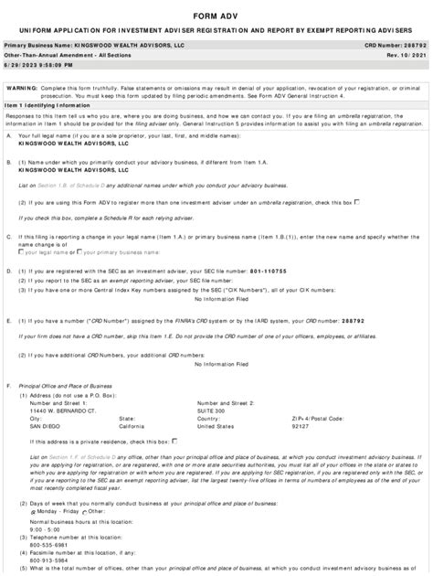 Fillable Online Adv Part B Individual Disclosure Brochure For Fax