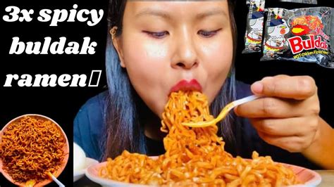 3x Spicy 🌶️ 🥵 Buldak Samyang Ramen Noodles Mukbang Video Gone Wrong