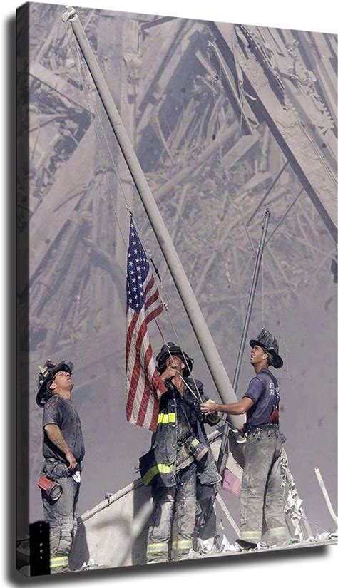 Firefighters Raise Flags On The Ground At 911 World Trade