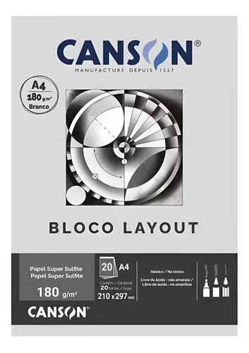 Bloco Para Desenho Canson Layout Super Liso 180gr A4 20 Fls