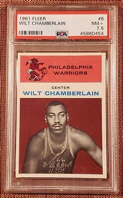 Fleer Wilt Chamberlain Warriors Rookie Basketball Card Psa